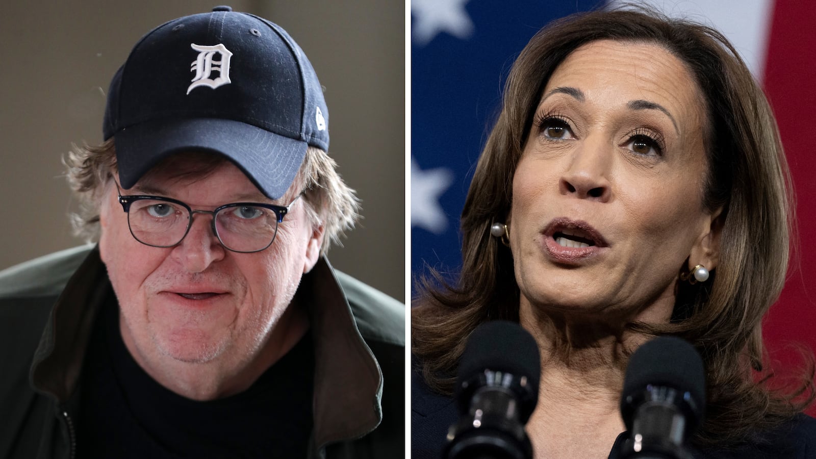 Michael Moore and Kamala Harris