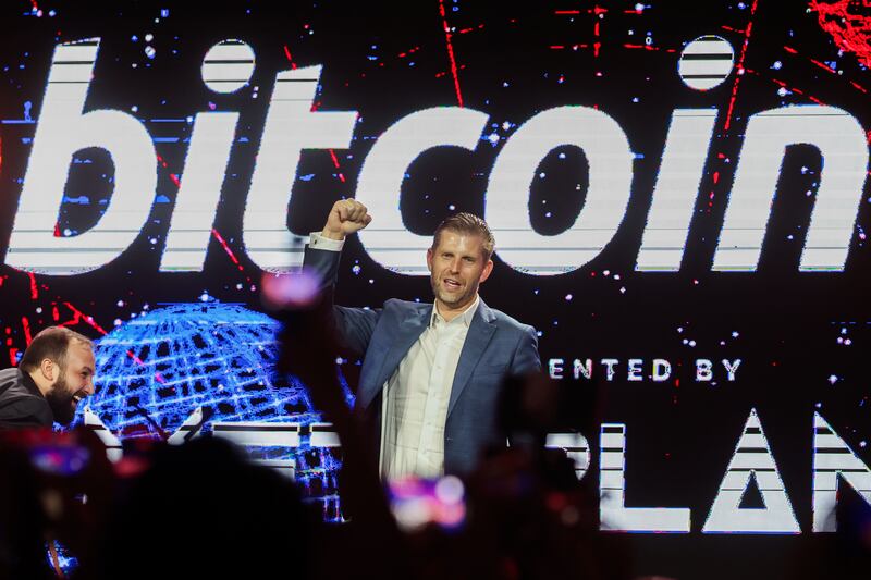 Eric Trump attending the Bitcoin Asia 2025 conference, in Hong Kong, China, on August 29, 2025.