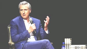Gavin Newsom went for Donald Trump over his Iran bombing campaign during the book promo event.