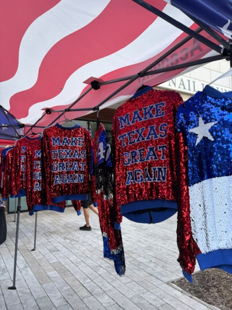 Make Texas Great Again" gear outside the convention in Dallas.
