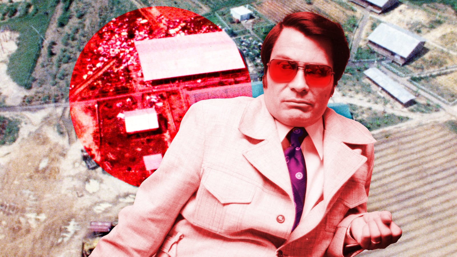 A photo illustration of Jim Jones and Jonestown massacre.