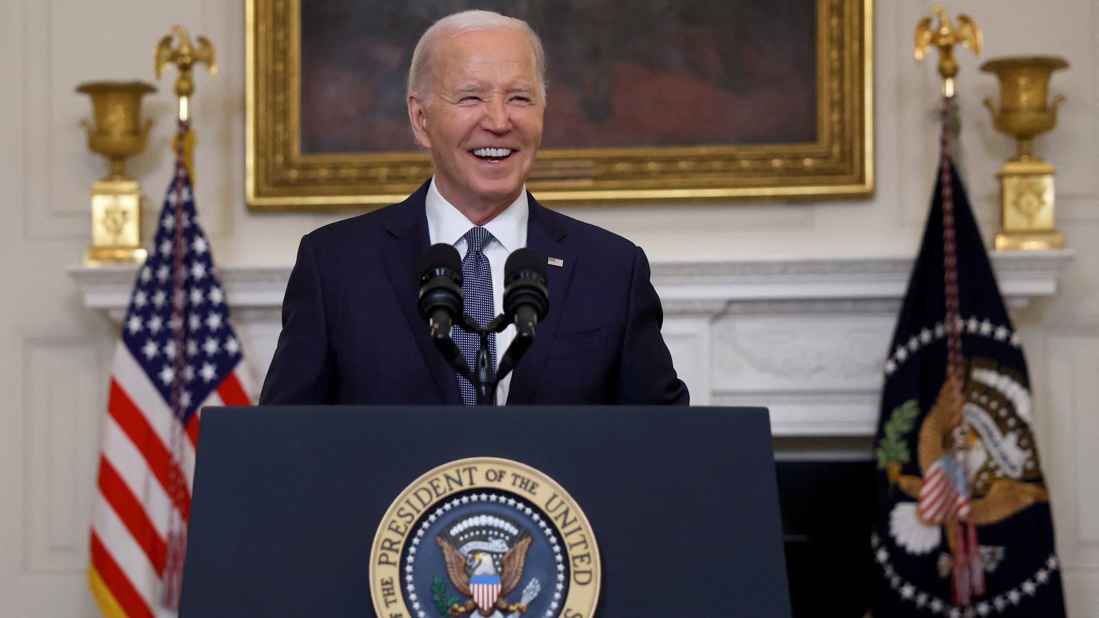 U.S. President Joe Biden delivers remarks on the Middle East in the State Dining room at the White House in Washington, on May 31, 2024.