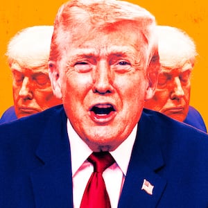 A photo illustration of President Donald Trump yelling and sleeping.