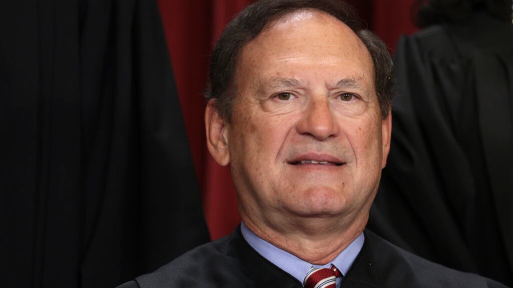 United States Supreme Court Associate Justice Samuel Alito poses for an official portrait in 2022 in Washington, DC.