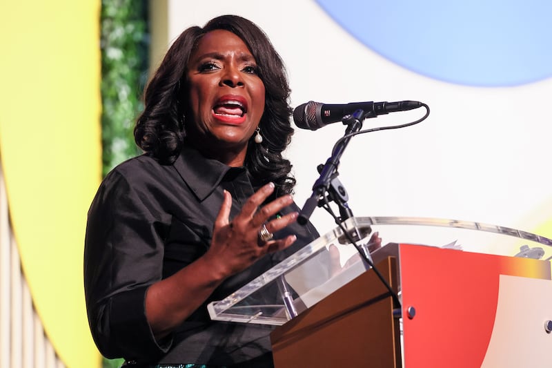 CBCF Chair Terri Sewell speaks during the National Town Hall on September 21, 2023 in Washington, DC.