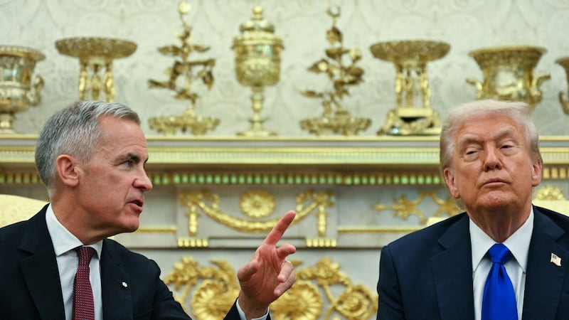 US President Donald Trump meets with Canadian Prime Minister Mark Carney