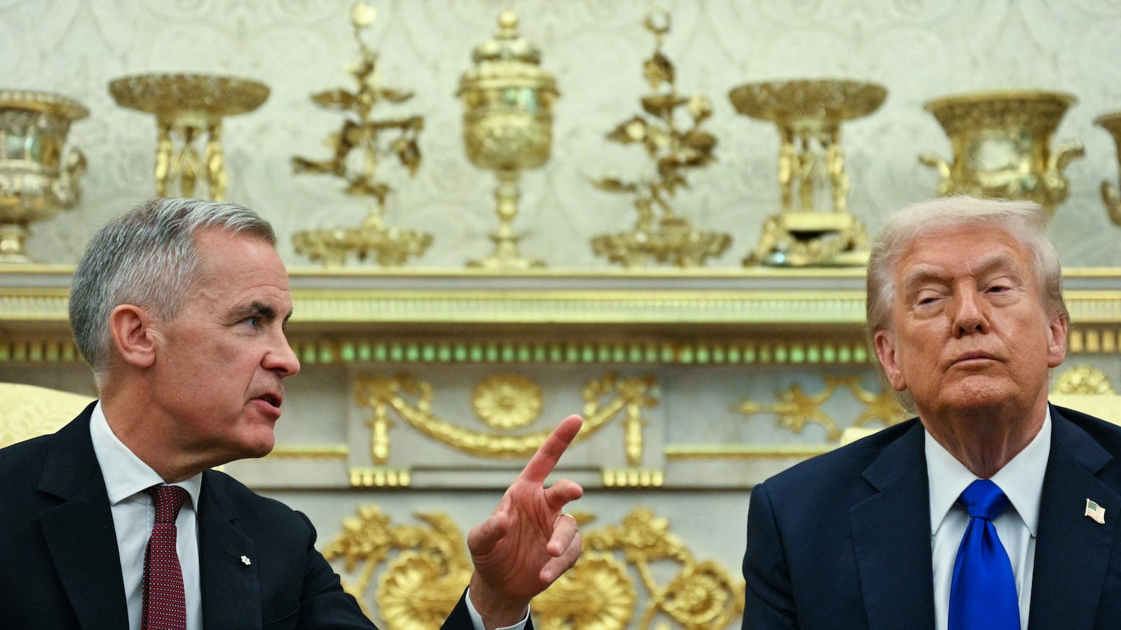 US President Donald Trump meets with Canadian Prime Minister Mark Carney