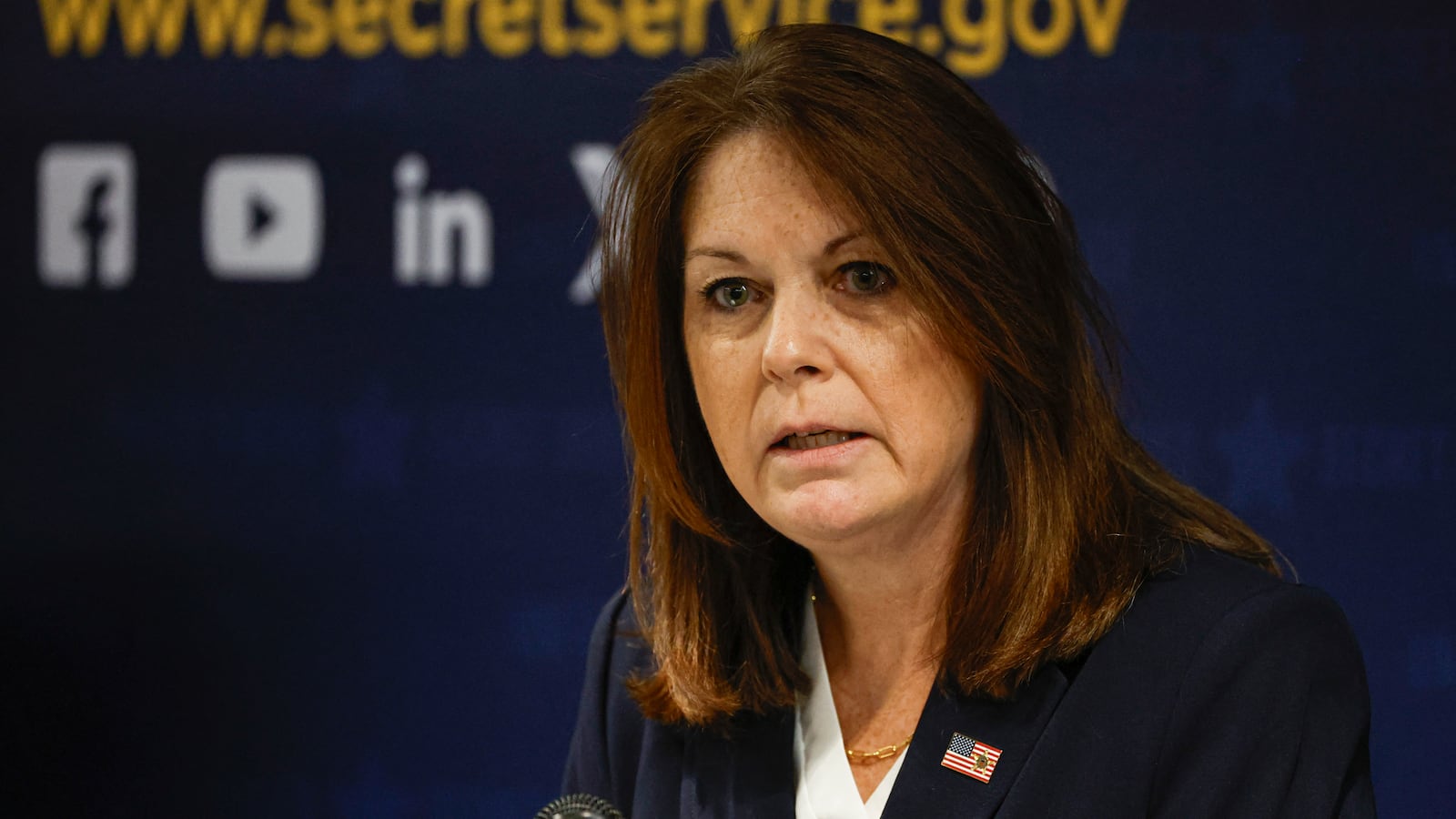 United States Secret Service Director Kimberly Cheatle speaks during a press conference at the Secret Service's Chicago Field Office on June 4 2024 in Chicago, Illinois, ahead of the 2024 Democratic and Republican National Conventions.