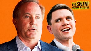 A photo illustration of Ken Paxton and James Talarico.