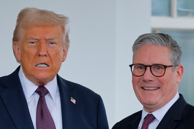 U.S. President Donald Trump meets British Prime Minister Keir Starmer at the White House in Washington, D.C., U.S., February 27, 2025. REUTERS/Brian Snyder