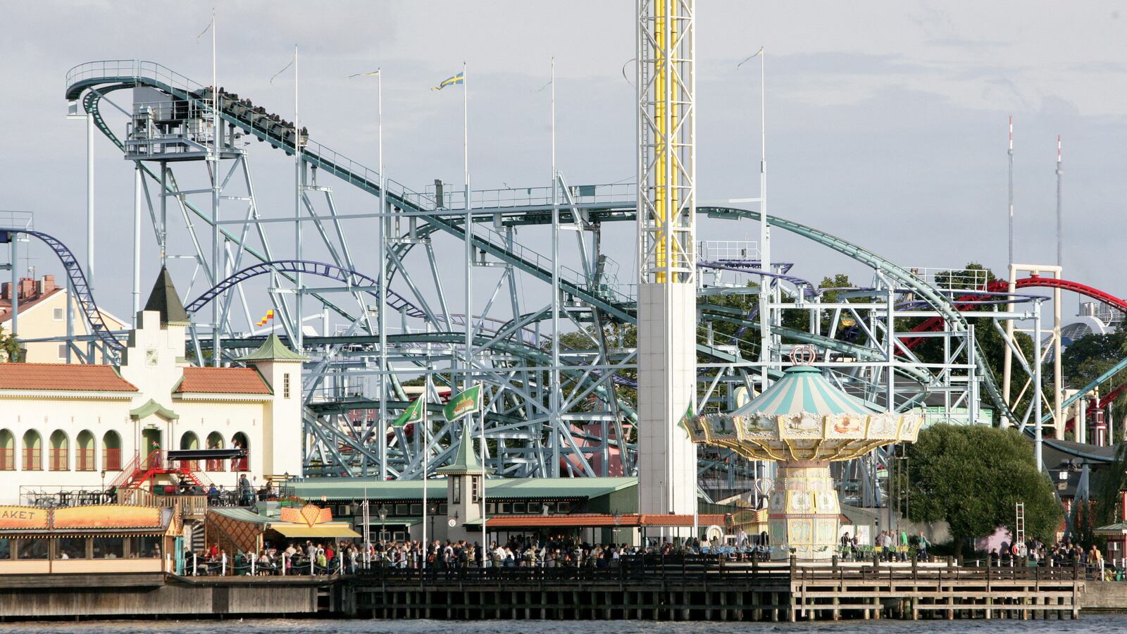 People visit Grona Lund amusement park in Stockholm, Sweden, September 5, 2009.