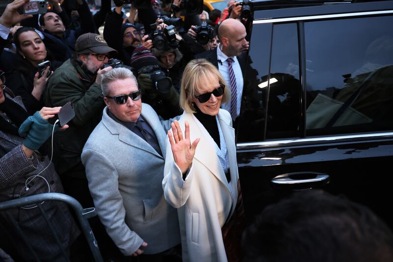 NEW YORK, NEW YORK - JANUARY 26: E. Jean Carroll leaves Manhattan Federal Court following the conclusion of her civil defamation trial against former President Donald Trump on January 26, 2024 in New York City. A jury awarded Carroll a total of $83.3 million dollars in her week long civil defamation trial against former President Trump, including $18.3 million in compensatory damages and $65 million in punitive damages, finding that Trump acted maliciously for one of the two statements at issue.  (Photo by Michael M. Santiago/Getty Images)