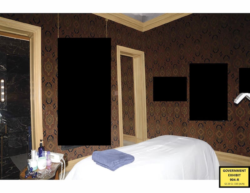 Manhattan Federal Ghislaine Maxwell trial evidence exhibits. Jeffrey Epstein's UES New York City home. Police raid images.