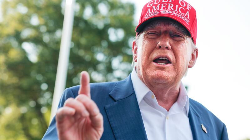 President Donald Trump speaks to reporters on the South Lawn before boarding Marine One and departing the White House on July 01, 2025 in Washington, DC. Trump is traveling to Ochopee, Florida to visit a newly built immigration detention center in the Florida Everglades dubbed "Alligator Alcatraz."