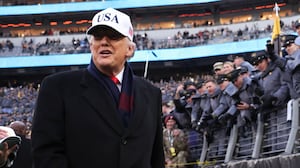 BALTIMORE, MARYLAND - DECEMBER 13: President Donald Trump attends the 126th Army-Navy Game between the Army Black Knights and the Navy Midshipmen at M&T Bank Stadium on December 13, 2025 in Baltimore, Maryland. The teams are competing for the Commander-in-Chief's Trophy, with President Trump attending the rivalry for the second consecutive year. (Photo by Tasos Katopodis/Getty Images)