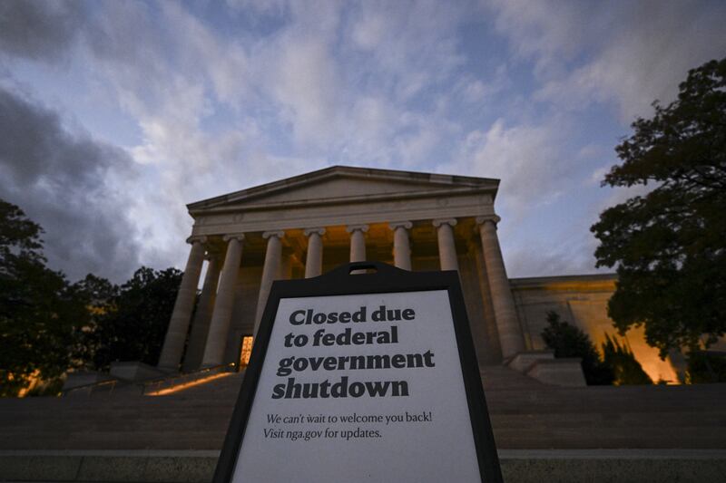 A view of the closed sign as the 23rd day of the ongoing federal government shutdown in Washington
