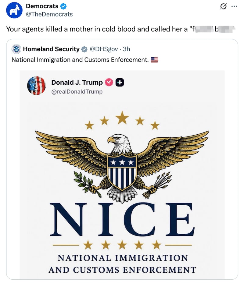 Democrats comment on the ICE rebrand.