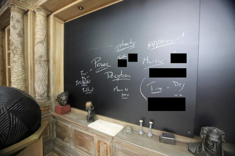 A blackboard inside Jeffrey Epstein’s estate in the Caribbean.