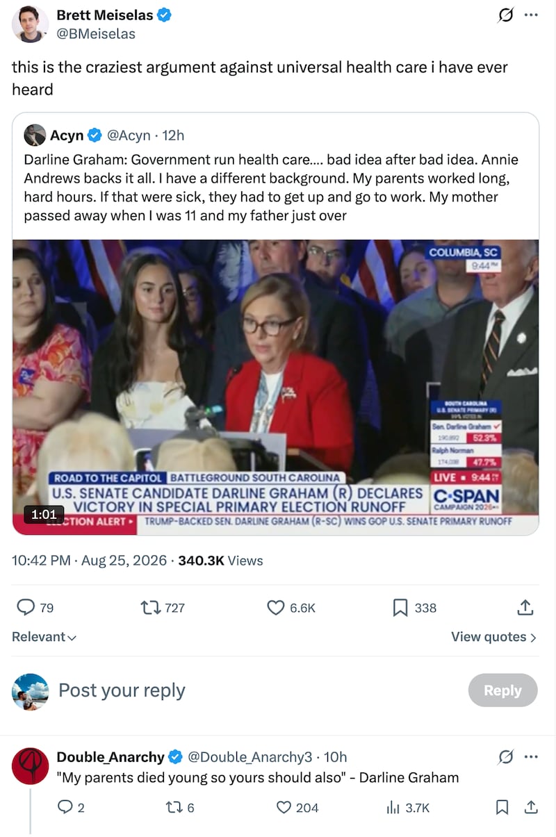 Darline Graham’s argument against universal healthcare didn't quite land.