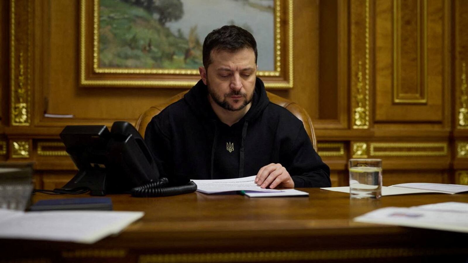 Ukraine's President Volodymyr Zelensky speaks with German Chancellor Olaf Scholz via phone line.