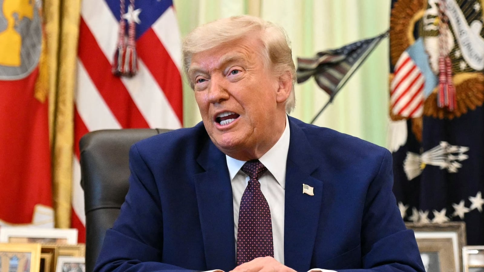 US President Donald Trump speaks to the press in the Oval Office of the White House in Washington, DC, on June 3, 2026.