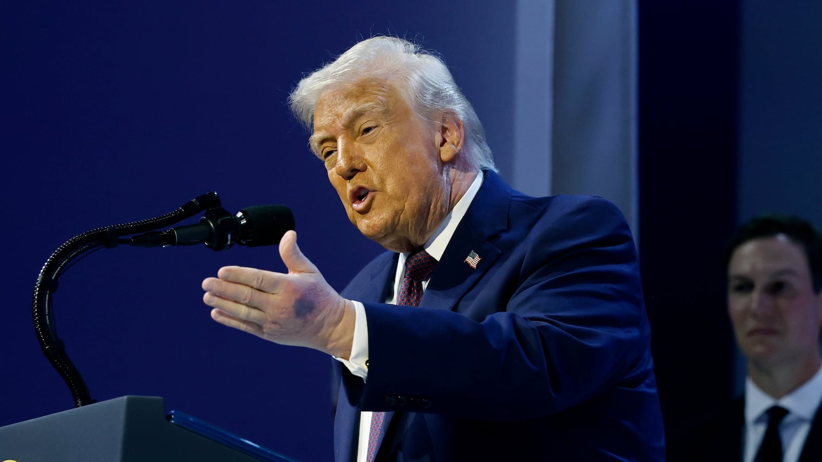 DAVOS, SWITZERLAND - JANUARY 22: U.S. President Donald Trump speaks after holding a signing ceremony for the “Board of Peace” at the World Economic Forum (WEF) on January 22, 2026 in Davos, Switzerland. The US-backed “Board of Peace” is intended to administer the fragile ceasefire in the Gaza Strip after the war between Israel and Hamas. The final makeup of the board has not been confirmed. (Photo by Chip Somodevilla/Getty Images)