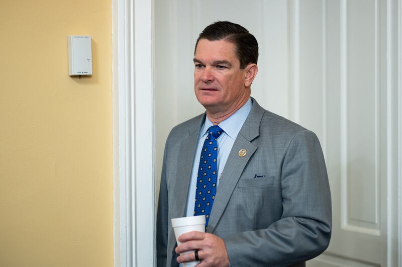 UNITED STATES - APRIL 9: Rep. Austin Scott, R-Ga., arrives for the House Rules Committee hearing in the Capitol on Wednsday, April 9, 2025, on bringing the budget resolution to the House floor. (Bill Clark/CQ-Roll Call, Inc via Getty Images)