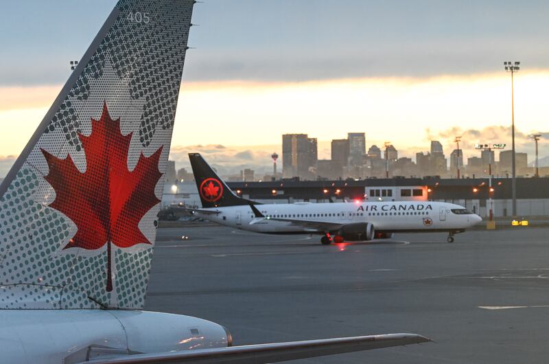 Air Canada's aircraft seen at Calgary International Airport, on December 26, 2024, in Calgary International Airport, Calgary, Canada.