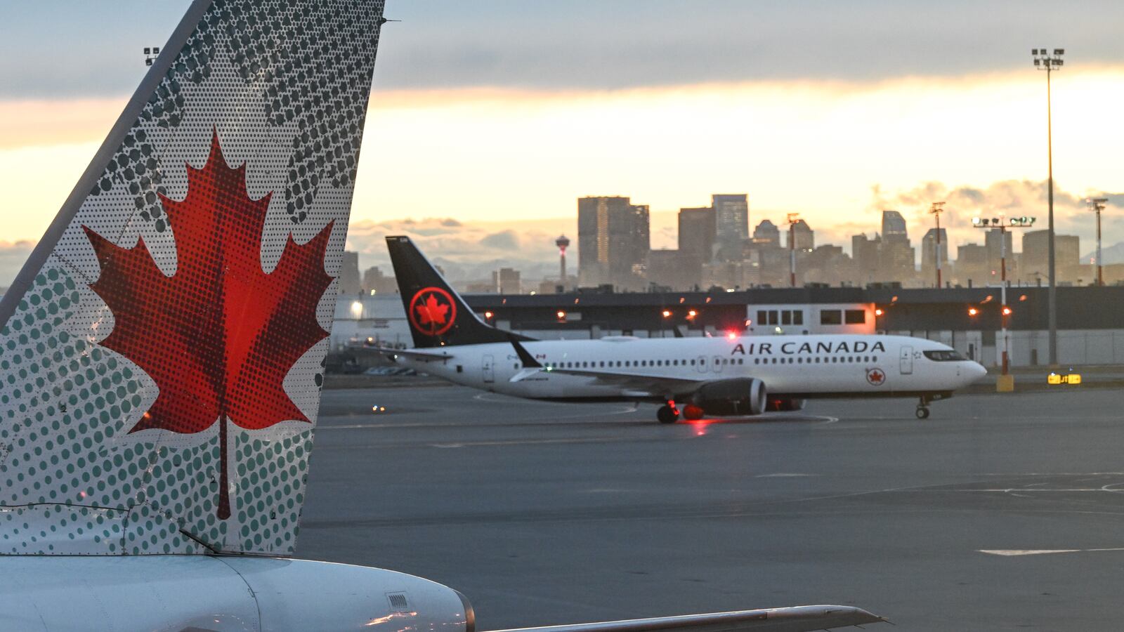 Air Canada's aircraft seen at Calgary International Airport, on December 26, 2024, in Calgary International Airport, Calgary, Canada.
