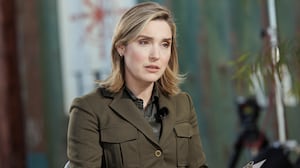 EAGLE PASS - JANUARY 3: Face the Nation moderator and CBS News chief foreign affairs correspondent Margaret Brennan interviews Speaker of the House Mike Johnson in Eagle Pass, Texas. (Photo by Josh Huskin/CBS via Getty Images)