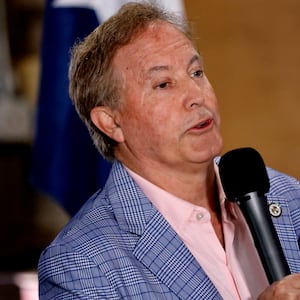 Pepublican US Senate candidate Ken Paxton speaks to supporters at a campaign stop on May 15, 2026 in Little Elm, Texas. Paxton and incumbent John Cornyn are set for a run off later in May.