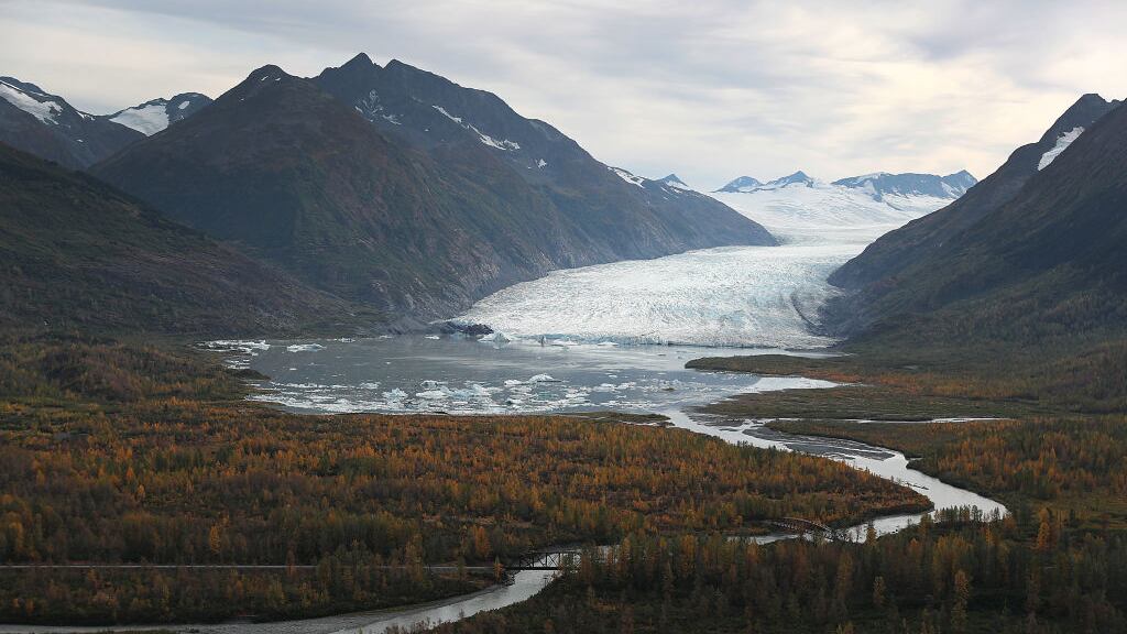 A glacier is seen in the Kenai Mountains.