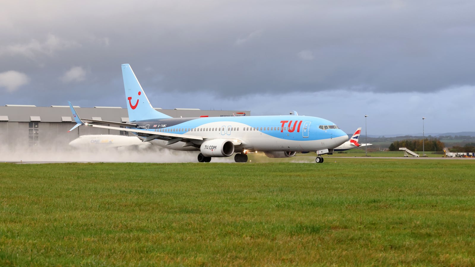 RHOOSE WALES - NOVEMBER 15: A general view of a Boeing B738 operated by TUI holidays flight departs Cardiff Wales Airport for Tenerife on November 15, 2022 in Rhoose, Wales. Cardiff Wales Airport has been under the ownership of the Welsh Government since March 2013, operating as a commercial business. Passenger numbers were 1.66 million in 2019 and were increasing year-on-year. (Photo by Huw Fairclough/Getty Images)