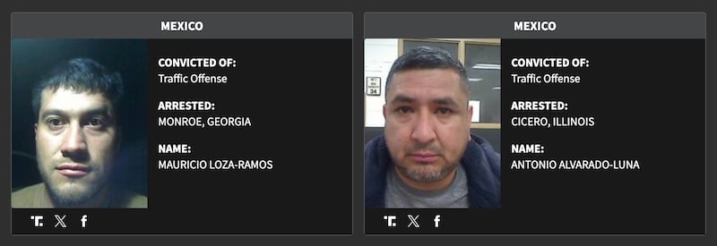 Two of the supposed “worst of the worst” migrants criminals, as described by the Department of Homeland Security, whose only listed crime is “traffic offense.”