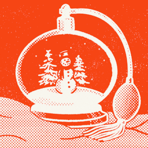 Snowglobe that has a perfume atomiser on top