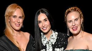 Rumer Willis, Demi Moore, and Tallulah Willis attend MPTF's 23rd Annual Night Before at Fox Studio in 2025.