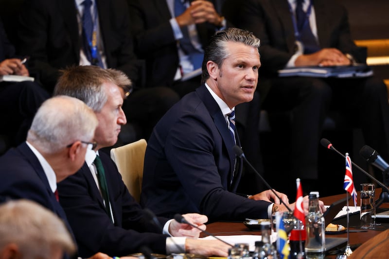U.S. Secretary of Defense Pete Hegseth attends a meeting of the North Atlantic Council (NAC) during the NATO Defence Ministers' meeting at the alliance's headquarters in Brussels, Belgium, June 18, 2026. REUTERS/Stoyan Nenov