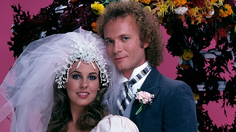 Laura (Genie Francis) and Luke (Anthony Geary) put their turbulent past behind them and married on the grounds of the Port Charles mayor's mansion in 1981.