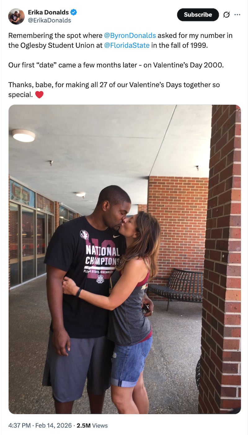 Erika Daniels just wanted to publicly celebrate her relationship with Byron. It perhaps didn't turn out quite as planned.