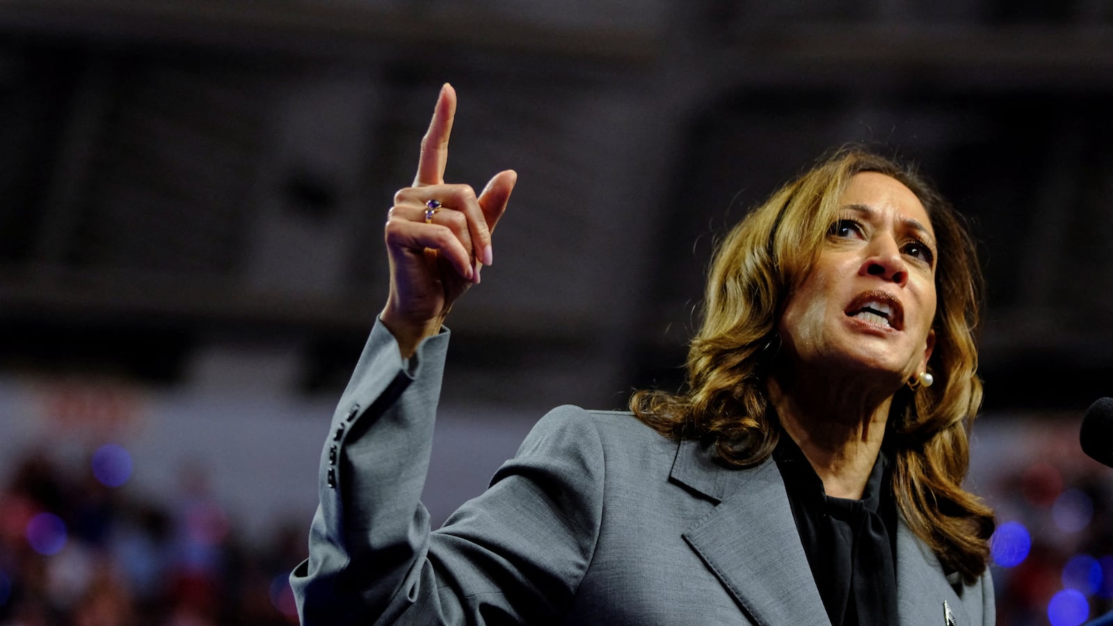 Harris speaks in Madison, Wisconsin.