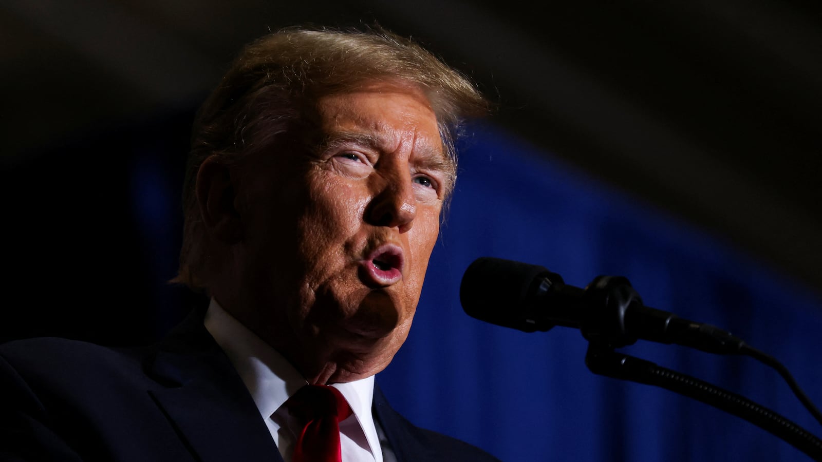 Former President Donald Trump speaks at a campaign event ahead of the Republican presidential primary election in South Carolina.