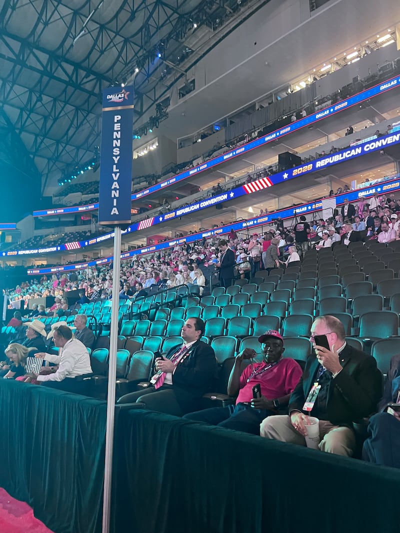 The view of the arena from the convention floor as the Republican midterm convention kicked off.