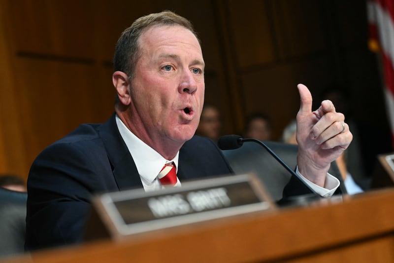 Missouri Senator Eric Schmitt grilled former Special Counsel Jack Smith about allegedly visiting Atlanta in February 2024 during a Senate Judiciary Committee hearing on Capitol Hill in Washington, DC, on September 29, 2026 before being called out for his mix-up.