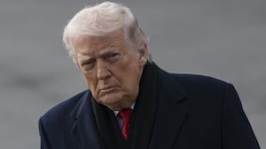 United States President Donald Trump speaks to the press before his departs the White House en route Palm Beach, Florida on January 16, 2026, in Washington DC, United States.