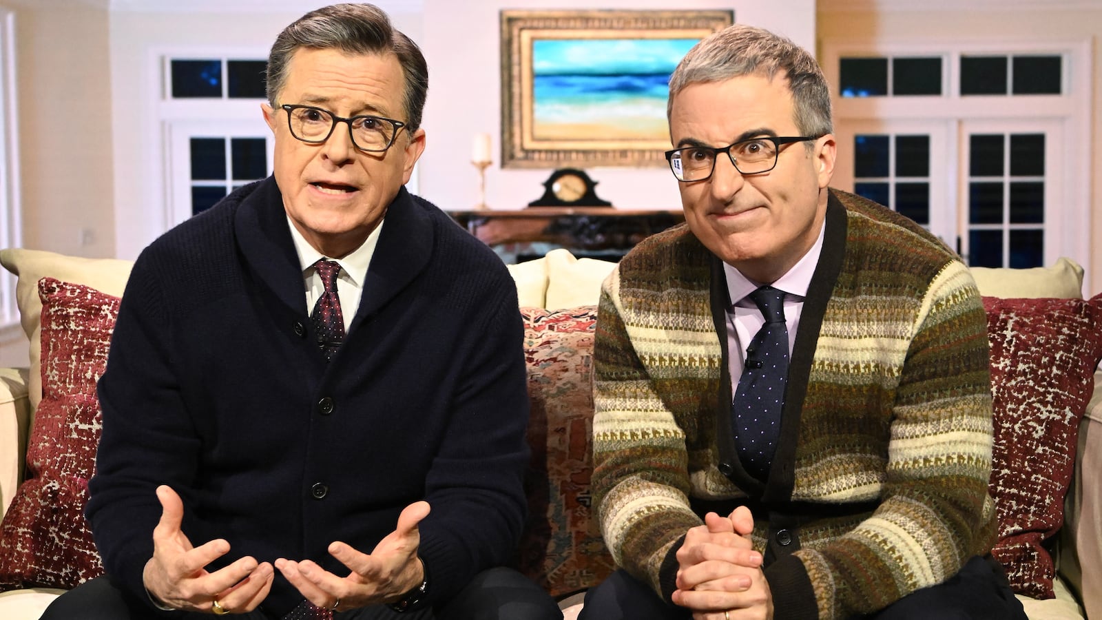 John Oliver and Stephen Colbert