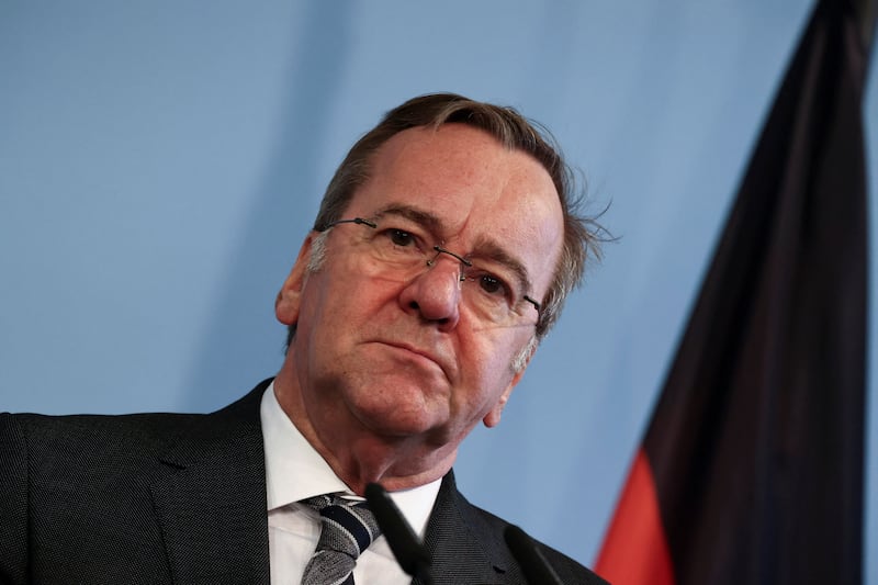 German Defence Minister Boris Pistorius attends a press conference with Latvia's Defence Minister Andris Spruds, in Berlin, Germany, March 16, 2026.