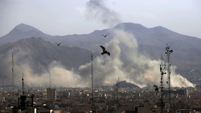 TEHRAN, IRAN - FEBRUARY 28: Smoke rises over the city center after an Israeli army launches 2nd wave of airstrikes on Iran on February 28, 2026.