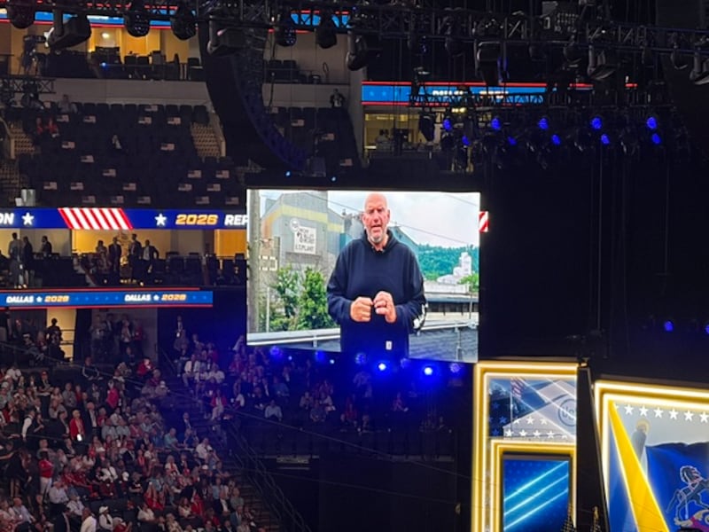 Senator John Fetterman shot a video for the Republican midterm convention introducing Sen. McCormick.