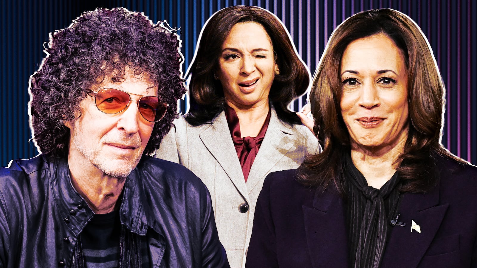 Howard Stern, Kamala Harris, Maya Rudolph side by side