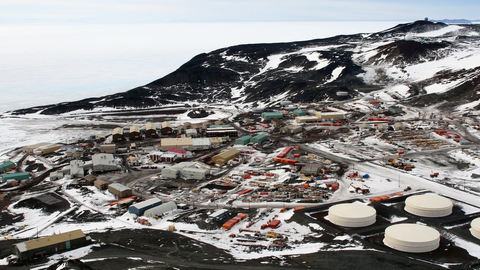 McMurdo Station on Ross Island, Antarctica, taken from Observation Hill.